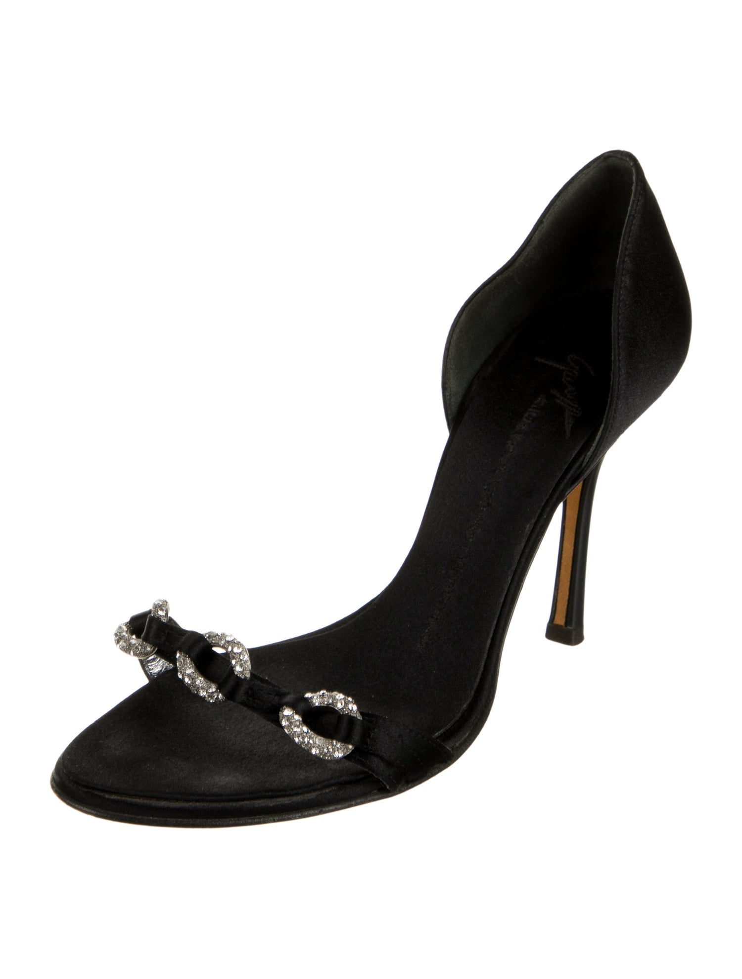 Giuseppe Zanotti Satin Crystal Embellishments D'Orsay Pumps